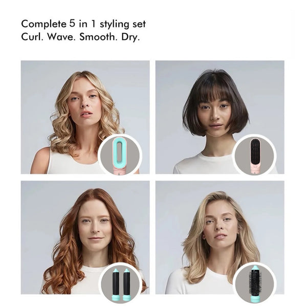 Heißluft-Stylinggerät GlamAir 5-in-1 Pro | Haartrockner, Lockenaufsatz & Stylingbürsten | Für Volumen, Glätte & Wellen |  EU-Stecker