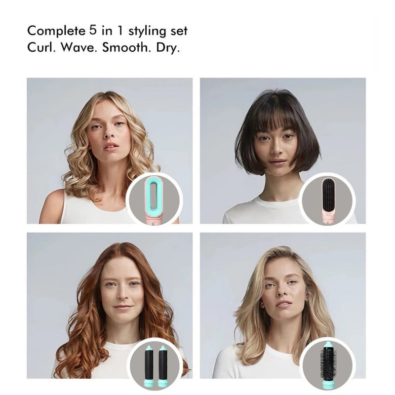 Heißluft-Stylinggerät GlamAir 5-in-1 Pro | Haartrockner, Lockenaufsatz & Stylingbürsten | Für Volumen, Glätte & Wellen |  EU-Stecker