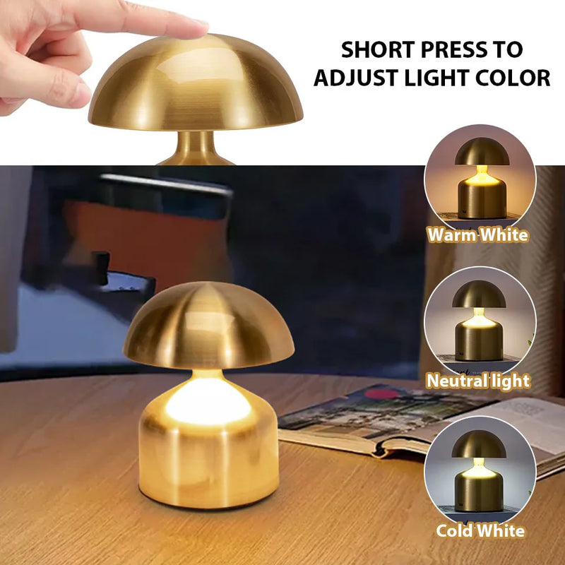 LUMORA LED Tischlampe | USB Wiederaufladbar | Touch-Dimmung | 3 Lichtfarben | Kabellose Nachttischlampe für Schlafzimmer & Deko
