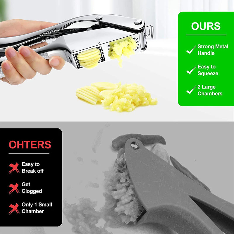Knoblauchpresse GarliXpert DuoCut | 2-in-1 Zerdrücken & Schneiden | Ergonomisch & Rostfrei | 21×6,5 cm | Aluminium & Edelstahl