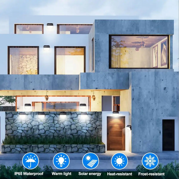 Solar-Wandleuchte Solayra 208LED | Bewegungsmelder & 3 Leuchtmodi | 30 m² Beleuchtungsfläche | IP65 Wetterfest