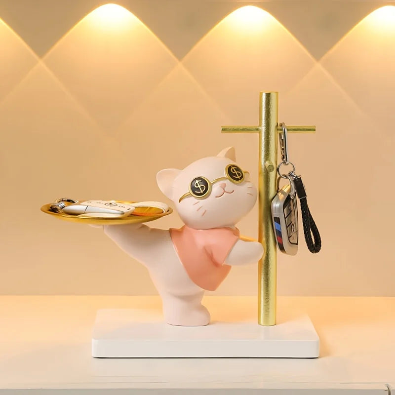 Charmoko Deko-Aufbewahrung mit Glücksbringer | LuckyCat & LuckyRabbit | Schmuck- & Schlüsselablage | Stilvolle Wohnaccessoires