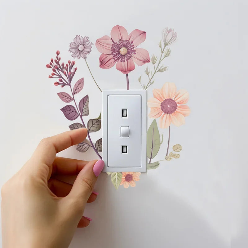 Wandsticker Decoflora SwitchBloom | Blumen-Schaltersticker aus PVC | Abnehmbar, wasserdicht & selbstklebend | Für Wohnzimmer, Bad & Schlafzimmer