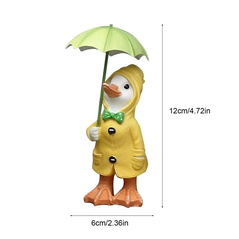 Gartenfiguren Enten 2er Set | Handbemalt | Wetterfestes Harz | 12x6 cm