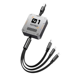 3-in-1 Ladekabel | Schnellladung 100W | Ausziehbar & Universell | FlexiCharge für iPhone, Android & USB-C