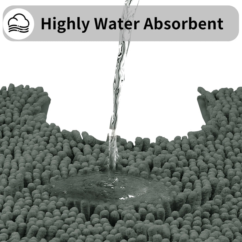 Aqualume | Toilettenvorleger U-Form | Super Saugfähige Chenille-Badematte | Rutschfest & Waschmaschinengeeignet | Weich & Komfortabel