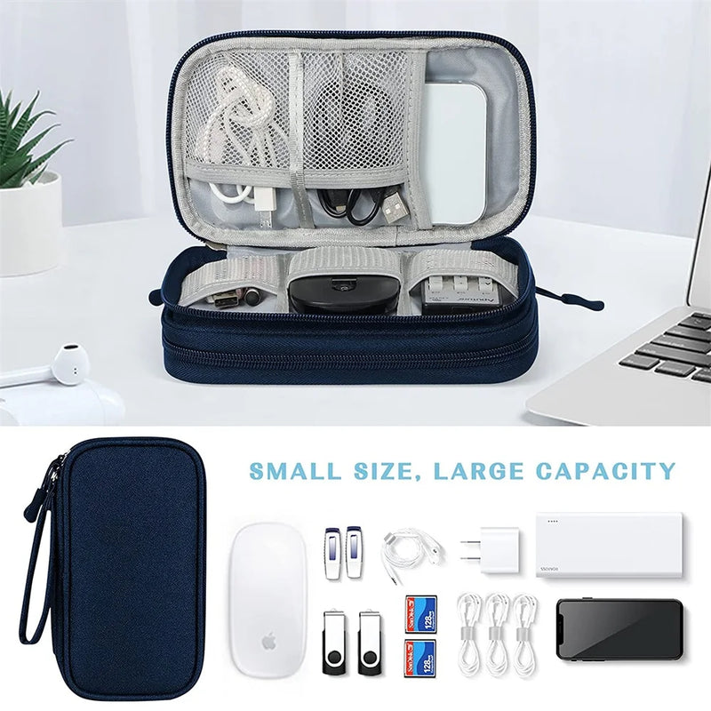 Techviva PackSafe Elektronik Organizer Tasche | 2-lagig & wasserdicht | Für Kabel, Ladegeräte, USB & Zubehör | Kompakt & tragbar
