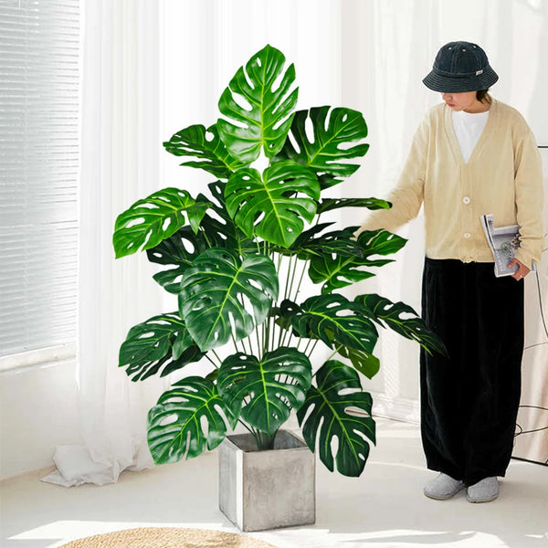 VerdeLuxe Monstera Künstliche Monstera-Pflanze | 70–100 cm | Tropische Deko für Zuhause, Büro & Garten