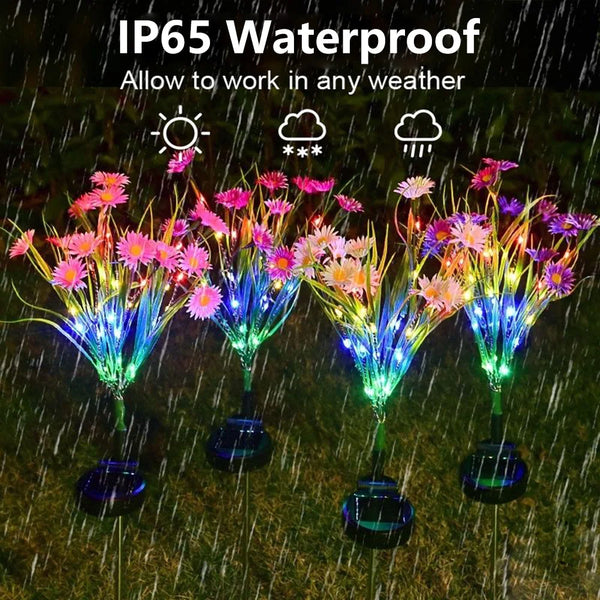 LumiFloris Solar Gartenleuchte Gänseblümchen | Wasserdichte LED Blumenleuchte für Außen | Automatische Deko-Solarleuchte für Garten & Balkon