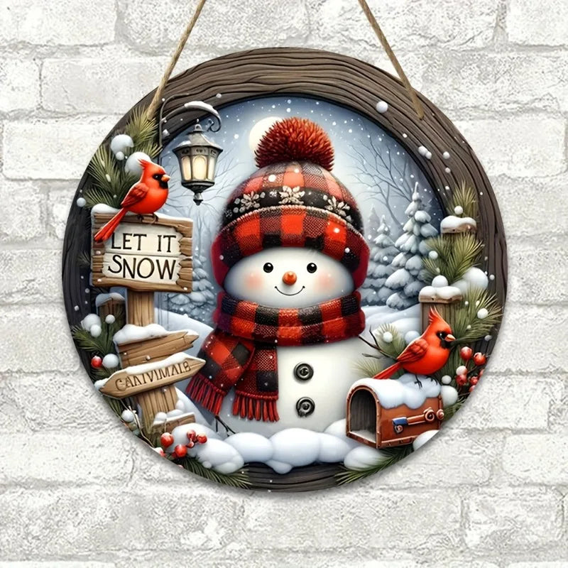 CrystalSnow | Weihnachtskranz aus Acryl | Schneemann & Winterdesign | Wand- & Türdeko Ø 20 cm