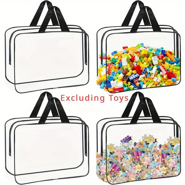 Spielzeug-Aufbewahrungstasche ClearyBag Kids | Transparent & Wasserdicht | Für Puzzle, Bücher, Bauklötze & Reisen | 30×22×10 cm