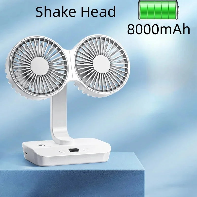 Brisano Tischventilator Kabellos | 8000mAh Akku | 90° Schwenkbar & 4-Stufen Wind | LED-Anzeige & USB-Ladung