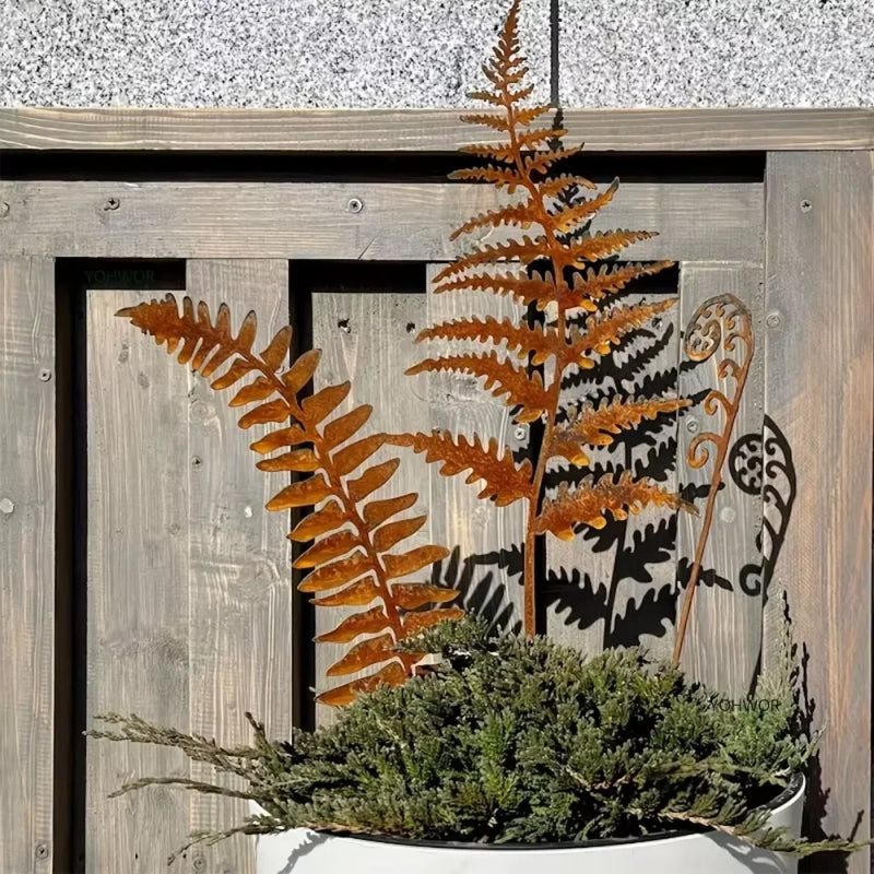 FERROBLATT Rostdeko Blattskulptur | Metall-Gartenstecker für draußen & drinnen | Wetterfest & stilvoll | Herbstliche Deko für Garten & Zuhause