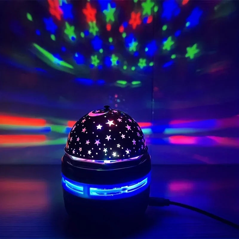 Astroria LED Sternenhimmel Projektor | Rotierendes Nachtlicht mit Mond & Sternen | RGB Farbwechsel | Für Kinderzimmer & Partys