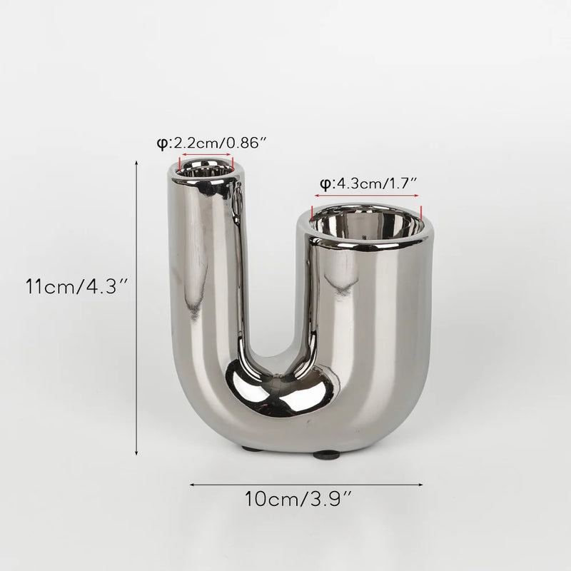 LUXORA Kerzenhalter | Zylinderform | Silber veredelt | Moderne Deko aus Keramik