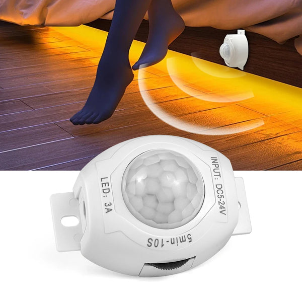 Sensalux PIR Bewegungsmelder Schalter | DC 5V–24V | Infrarot-Sensor | Zeitverzögerung einstellbar | Für LED-Streifen & Nachtbeleuchtung