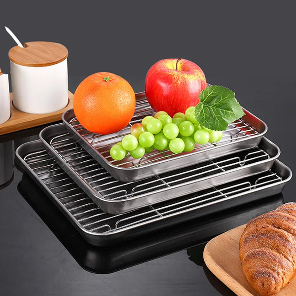 Cookinox Backblech mit Rost aus Edelstahl | Antihaft & Spülmaschinenfest | BBQ-, Kuchen- & Ofenform | In 3 Größen erhältlich