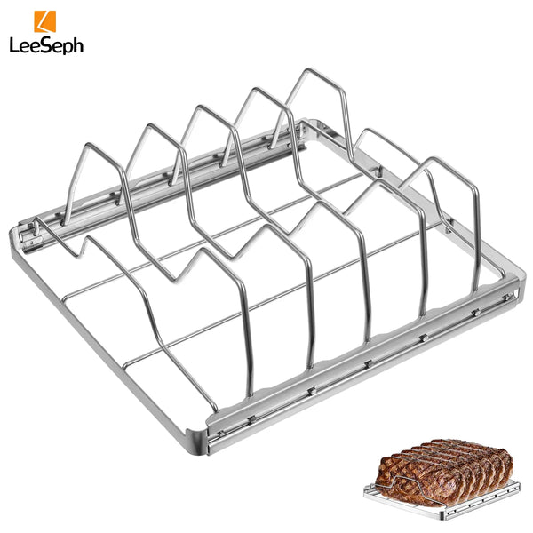 GrillRack Pro Edelstahl-Rippchenhalter | Antihaft & langlebig | Für BBQ, Grill & Backofen | Perfekt für saftige Ribs