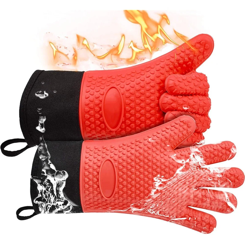 Griptermo Silikon Grillhandschuhe | Hitzebeständig bis 260 °C | Rutschfest & Wasserdicht | Mit Baumwollfutter