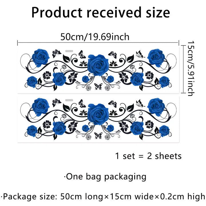 RoseaFlair | Glas-Wandsticker | Rosa Rose & Schwarzer Schmetterling | Beidseitig Sichtbar | Selbstklebend für Fenster & Wände