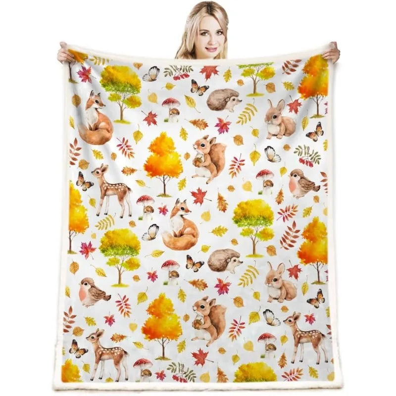 Herbstdecke PumpkinHug | Flanell Kuscheldecke mit Kürbis-Motiv  | Weich & Warm