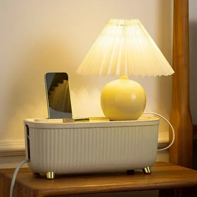 NordicBox Kabelbox | Steckdosen-Organizer mit Deckel | WLAN-Router Halterung | Weißes skandinavisches Design