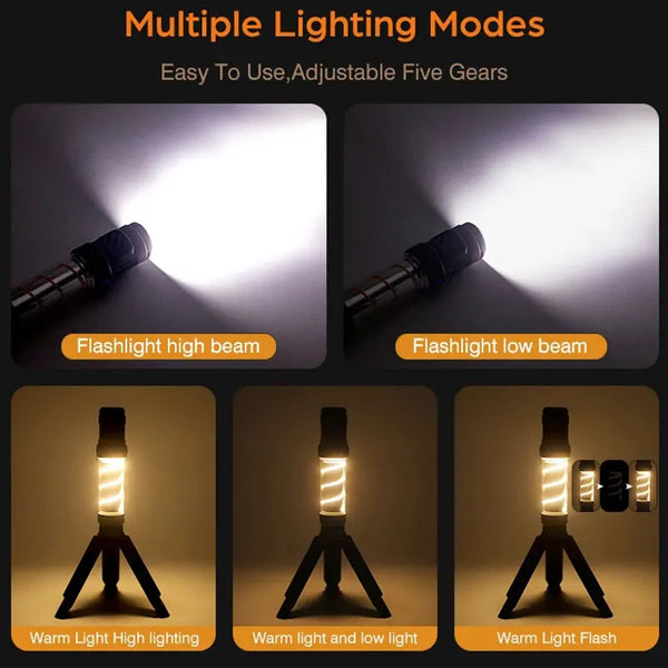 Multifunktionale Campinglampe InsectoGlow Pro | LED-Licht mit Mückenschutz & Stativ | 5 Lichtmodi & 3000 mAh Akku | IP44 Wasserdicht