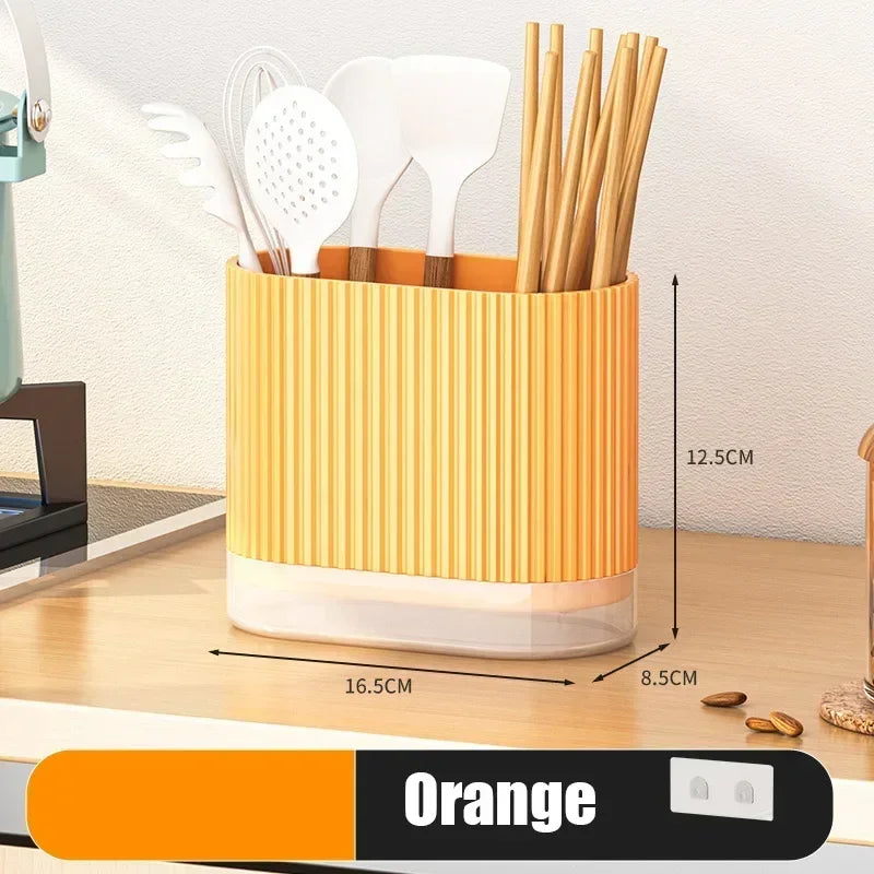 BesteckOrganizer Duo | Wandmontierbarer Besteckhalter | Ohne Bohren | Abtropffunktion | 16,5 × 8,5 × 12,5 cm