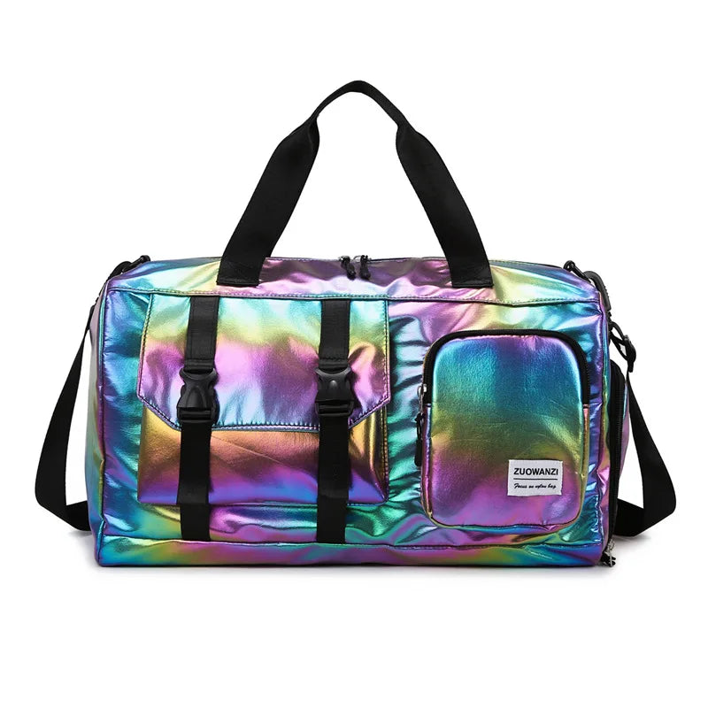 Lumivista Holografische Reisetasche | Stylische Weekender Schultertasche mit Schuhfach | Perfekt für Wochenendtrips & Kurzreisen