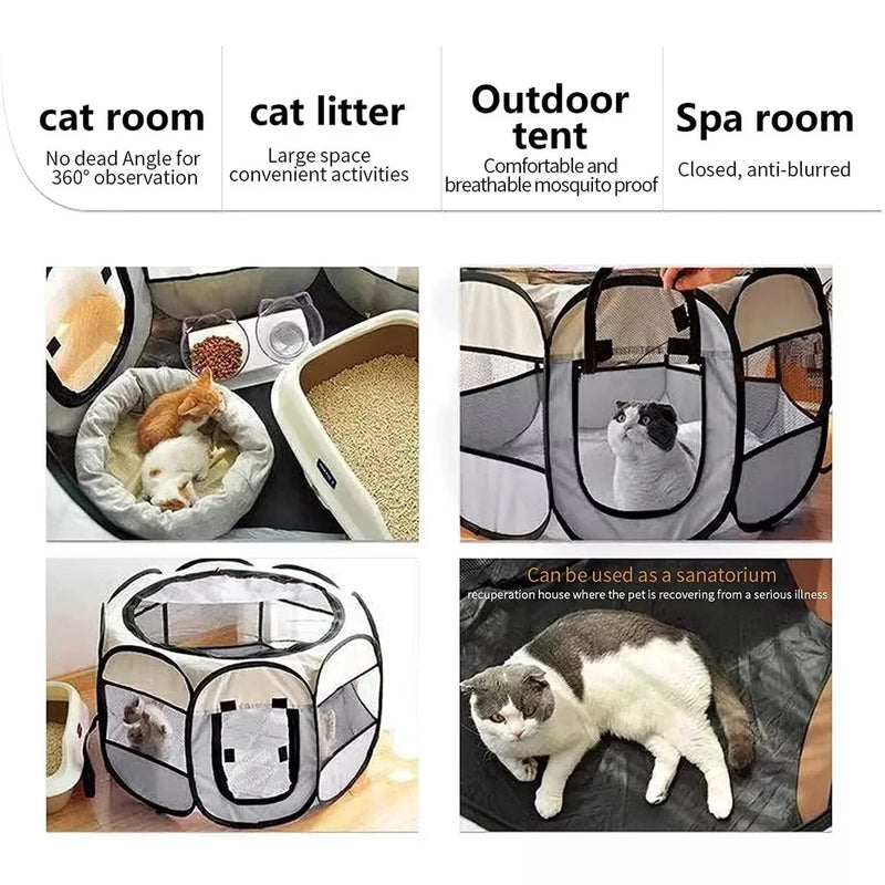 Pawvia Faltbares Katzenzelt | Tragbares Outdoor-Gehege für Katzen & kleine Hunde | Atmungsaktiv & Waschbar | 72×72×45 cm