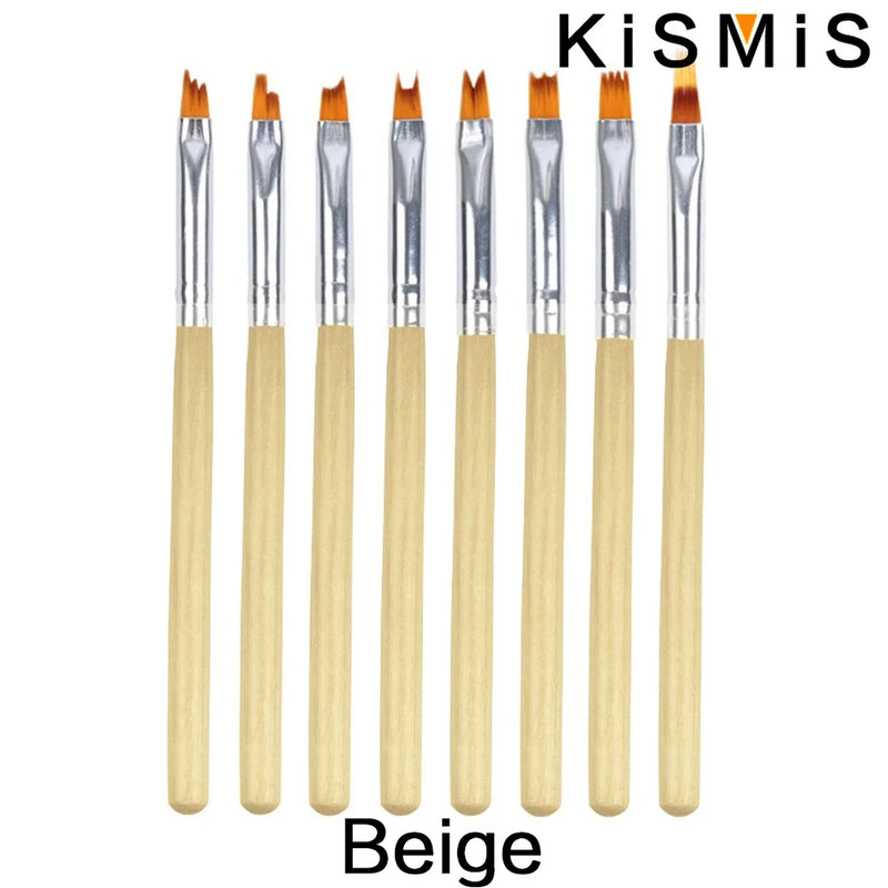 Nageldesign-Pinselset NailMuse 8er-Set | Feine Detailpinsel für Gel & Nail Art | Holzgriff | In 5 Farben erhältlich