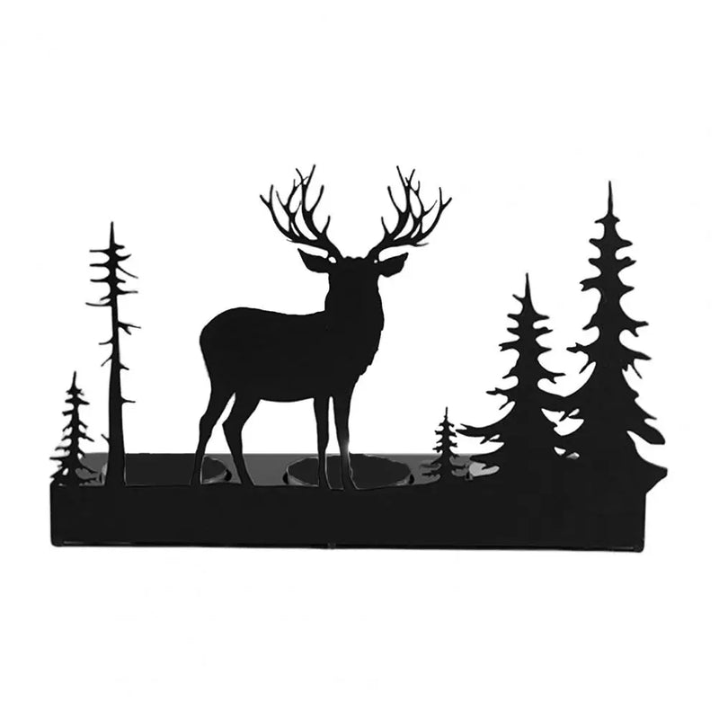 Silvanea Kerzenhalter | Kerzenhalter Hirsch & Bäume | Eisen Silhouette | Weihnachts- & Tischdeko | 3 Größen erhältlich