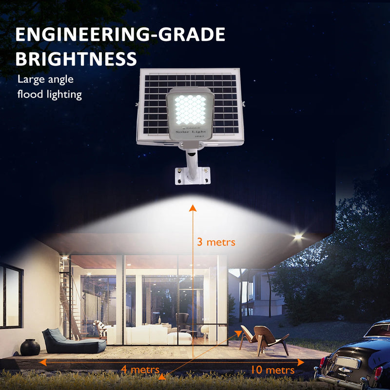 SOLVIA Solarleuchte 250W | IP67 Wasserdicht | Mit Fernbedienung | Wand- & Straßenmontage