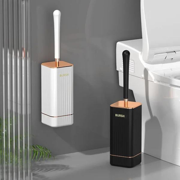CleanFlex WC-Bürsten Set | Wandmontage ohne Bohren | Tiefenreinigung mit Weichen TPR-Borsten