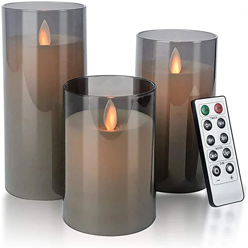 Lumièrea | LED Kerzen Set mit Glas | Flackernd & Fernbedienung | Timer | Hochzeit & Weihnachten