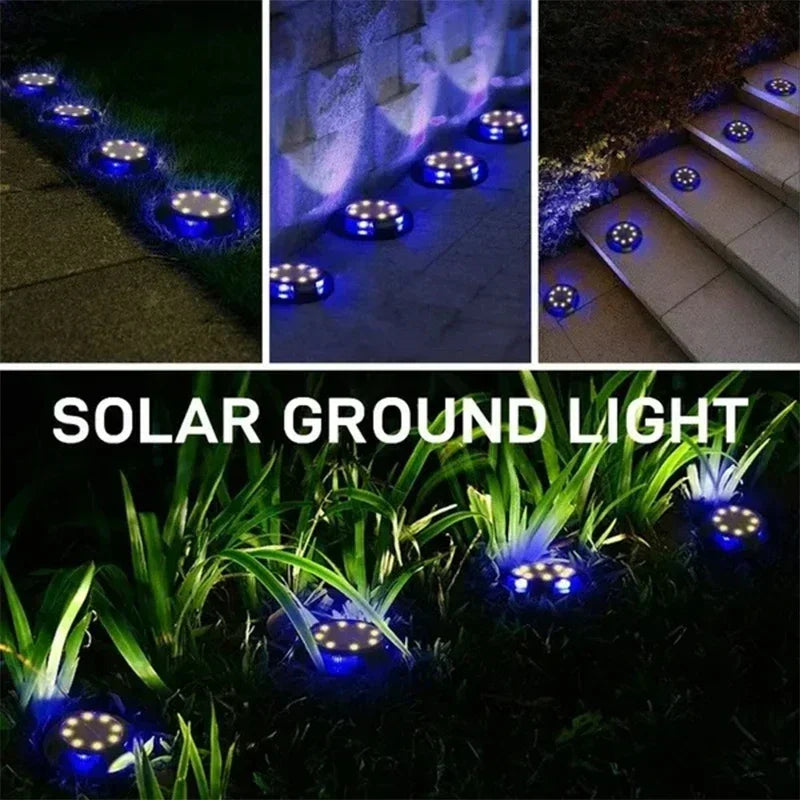 LumiTera GroundGlow 12 Solar-Bodenleuchte 12 LEDs | Edelstahl IP65 | Automatischer Dämmerungssensor | Für Garten, Terrasse & Wegbeleuchtung
