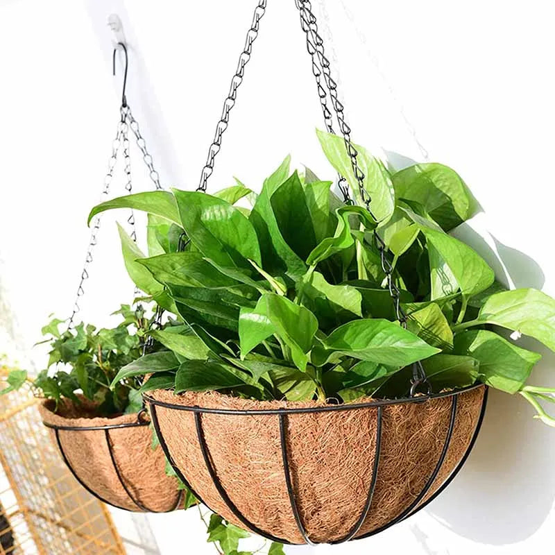 Florandi HangPot Hängender Blumentopf mit Kokosfaser-Einsatz | Wetterfest & Stabil | Ø ca. 30 cm | Mit Kette & Haken