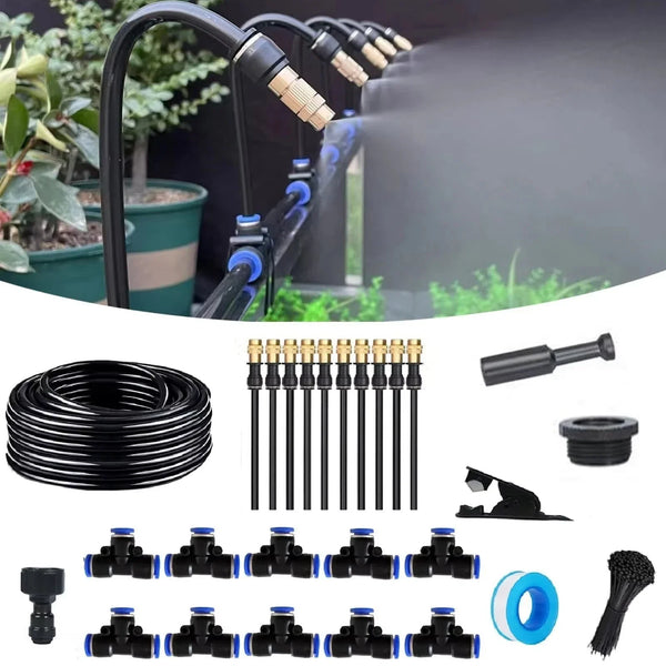 AquaFlex Pro360 Automatisches Bewässerungssystem 20 m | 360° Verstellbare Sprühdüsen | DIY Nebel-Bewässerungsset | Für Garten, Gemüsebeet & Terrasse