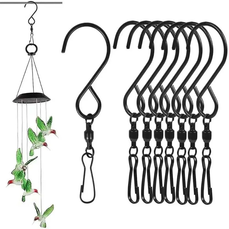 Hookaro 8 Stück S-Haken aus Edelstahl mit Drehgelenk | Rostfreie Aufhängehaken für Windspiele, Vogelkäfige, Werbeschilder & Dekoration