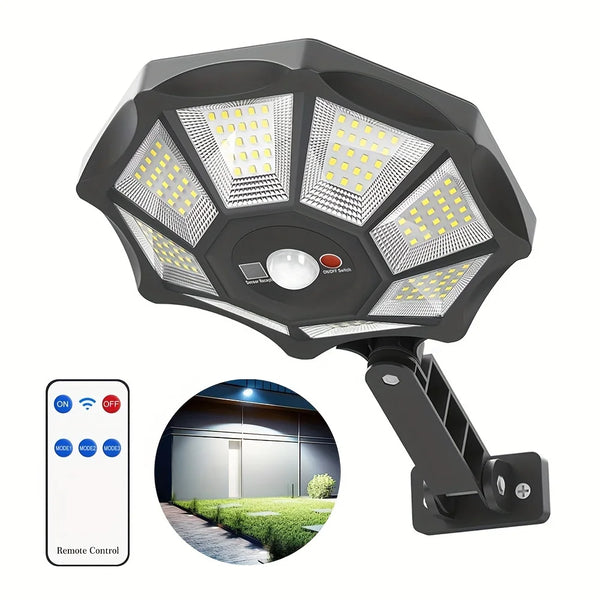 Solarkon OctaBeam | 168 LED Solarleuchte | 360° Weitwinkel | IP65 | Mit Fernbedienung & Bewegungsmelder