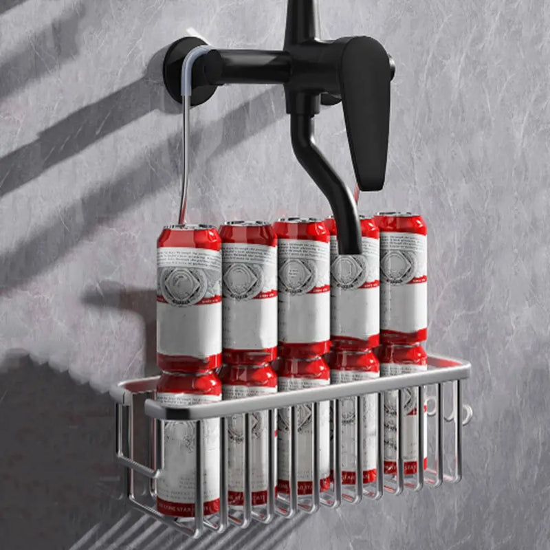 DuschGlanz AeroRack Hängender Duschkorb aus Aluminium | Rostfreies Duschregal mit Haken | Große Kapazität für Shampoo & Badzubehör