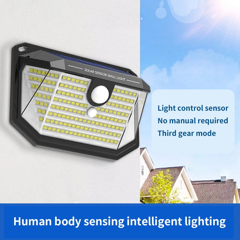SolaNova T22 | Solar Wandleuchte mit Bewegungsmelder | 178 LEDs | IP65 Wasserdicht
