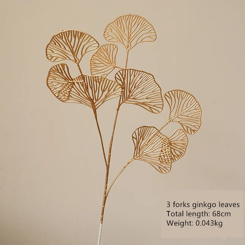 Dekoblume Gold Serie | Palmblatt, Ginkgo & Eukalyptus | Kunstblume 67–84 cm | Hochzeit & Weihnachten