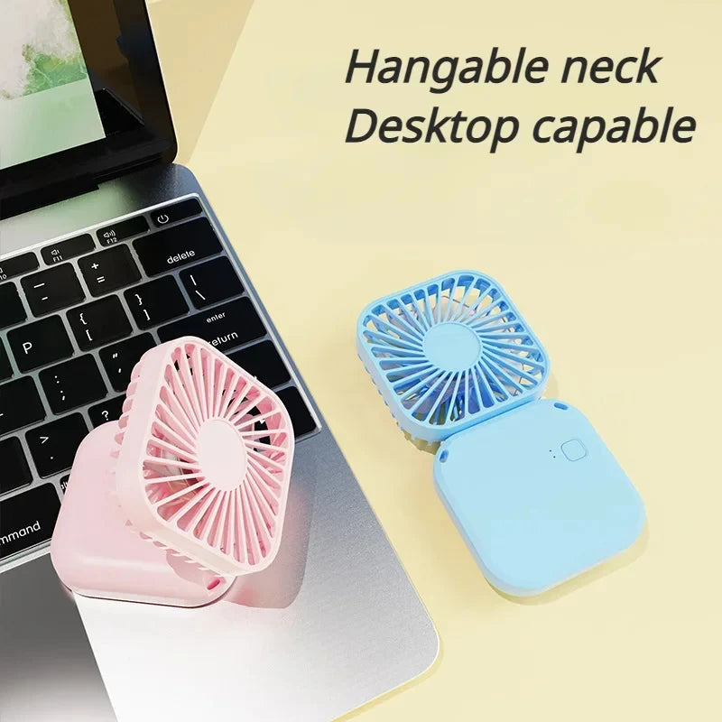 Mini-Ventilator AirFlip | 3-in-1 Hand-, Tisch- & Halsventilator | USB-Aufladung | Leise & Faltbar | 14,9×7×2 cm