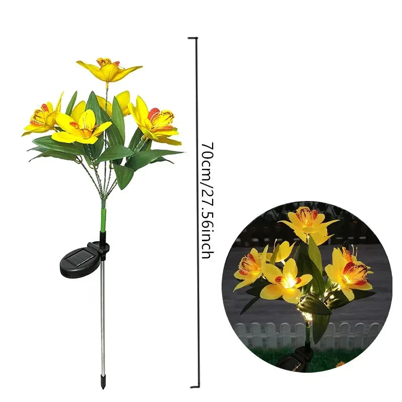 Florysol OrchidLight Solar Orchideen-Gartenleuchte | LED-Landschaftslicht | Wasserdicht & Dekorativ | Für Garten, Weg & Balkon