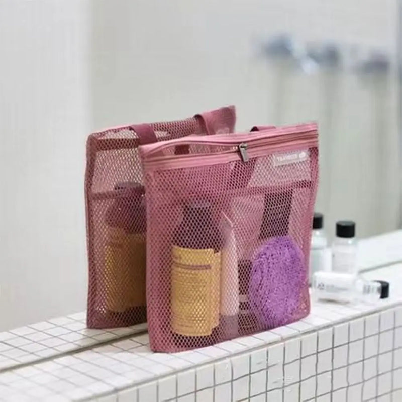 Dusch- & Strandtasche Netz | Atmungsaktiv & Schnell Trocknend | Outdoor Kulturbeutel | 23×20 cm