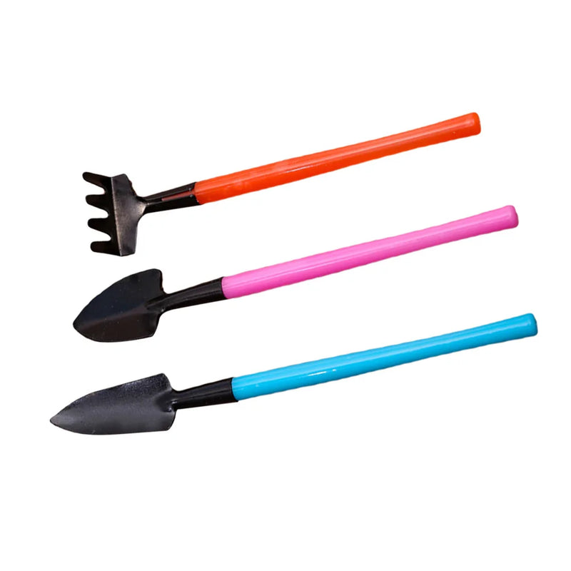 Florinita 3-teiliges Mini-Gartenwerkzeug-Set | Handspaten, Rechen & Schaufel | Für Zimmerpflanzen & Bonsai | 22 cm Länge