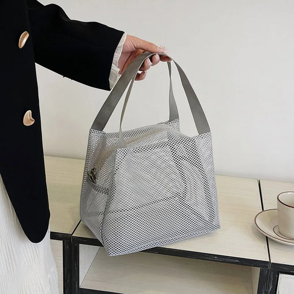 Ventora FlexBag Mesh-Tasche mit Griff | Großes Volumen & Vielseitig | Für Reise, Strand & Kosmetik