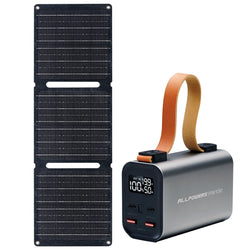 Solar Powerbank VoltForge PB100 Set | 24.000mAh | 100W Schnellladung | Faltbares 21W Solarpanel | Für Laptop, Smartphone & Outdoor