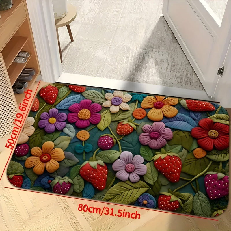 Florina 3D-Blumen Fußmatte | Kaschmirweiche Oberfläche | Rutschfest & Pflegeleicht | Für Bad & Eingang